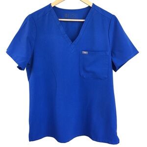 Figs Blue V-Neck Scrub Top
